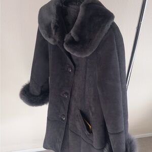 Le Monti Neuccl Italy Coat Jacket with Fur Trim women Sz XL